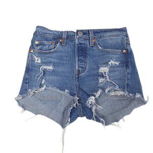 Levi's Wedgie Shorts, Distressed, Button Fly, Denim, Cut Off Shorts Size 25